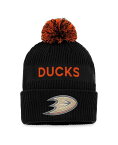 【送料無料】 ファナティクス メンズ 帽子 アクセサリー Men's Branded Black, Orange Anaheim Ducks 2022 NHL Draft Authentic Pro Cuffed Knit Hat with Pom Black, Orange