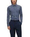 【送料無料】 ヒューゴボス メンズ シャツ トップス BOSS Men 039 s Printed Performance-Stretch Jersey Slim-Fit Shirt Dark Blue