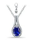 yz W[j xj[j fB[X lbNXE`[J[Ey_ggbv ANZT[ Simulated Blue Sapphire and Cubic Zirconia Halo Pendant Sterling Silver, Dark Blue