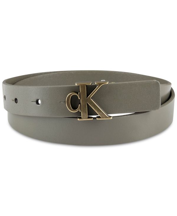 カルバン・クライン ベルト（レディース） 【送料無料】 カルバンクライン レディース ベルト アクセサリー Women's CK Monogram Buckle Skinny Belt Olive