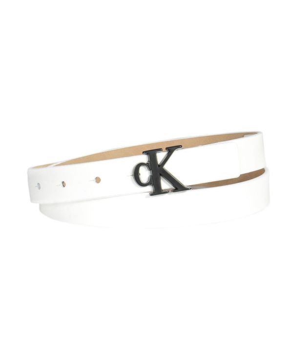 カルバン・クライン ベルト（レディース） 【送料無料】 カルバンクライン レディース ベルト アクセサリー Women's CK Monogram Buckle Skinny Belt White