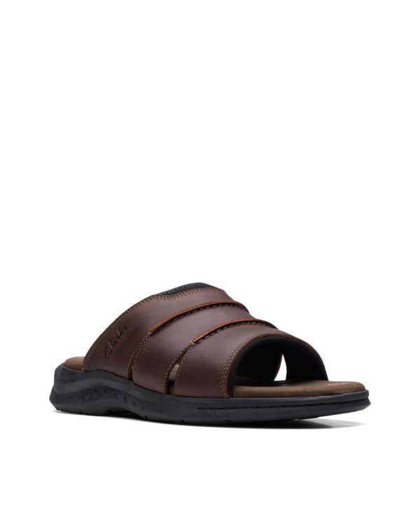 【送料無料】 クラークス メンズ サンダル シューズ Men 039 s Walkford Easy Slide Sandals Brown Tumbled Leather