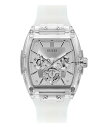 yz QX fB[X rv ANZT[ Women's Multi-Function Transparent and Silver-Tone Silicone Strap Watch 43mm Clear