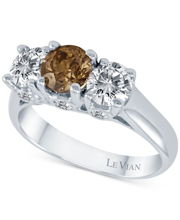 ̵   ǥ  ꡼ Vanilla Diamond (1-1/8 ct. t.w.) & Chocolate Diamond (7/8 ct. t.w.) Trinity Ring in 18k White Gold 18K Vanilla Gold Ring