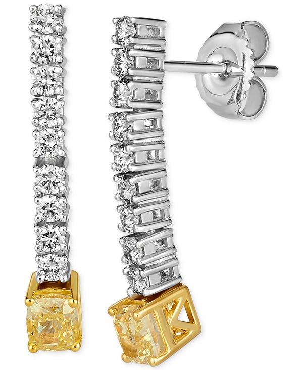 プラチナ 【送料無料】 ル ヴァン レディース ピアス・イヤリング アクセサリー Couture&reg; Sunny Yellow Diamond (7/8 ct. t.w.) & Vanilla Diamond (1/2 ct. t.w.) Linear Drop Earrings in 14k Gold & Platinum Platinum & 14K Yellow Gold