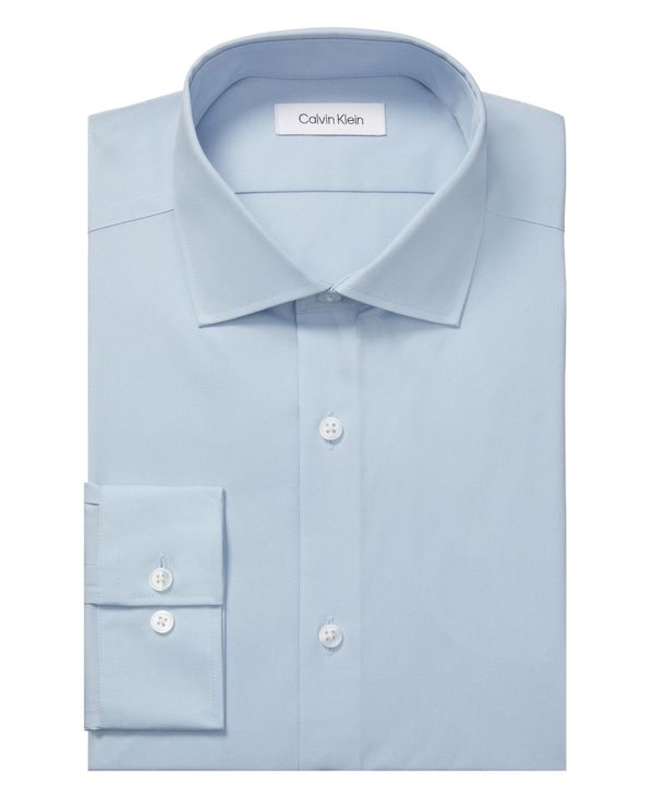 カルバン・クライン 【送料無料】 カルバンクライン メンズ シャツ トップス Men's Refined Slim Fit Stretch Dress Shirt Blue