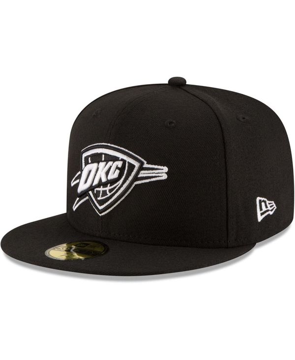 【送料無料】 ニューエラ メンズ 帽子 アクセサリー Men's Black Oklahoma City Thunder Black and White Logo 59FIFTY Fitted Hat Black