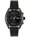 yz {X Y rv ANZT[ Men's Center Court Quartz Chronograph Black Leather and Brown Silicone Strap Watch 44mm Two-Tone