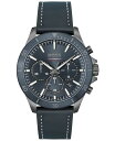 yz {X Y rv ANZT[ Men's Troper Quartz Fashion Chronograph Blue Leather Strap Watch 45mm Blue