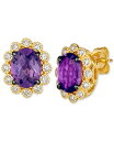 【送料無料】 ル ヴァン レディース ピアス・イヤリング アクセサリー Grape Amethyst (3-5/8 ct. t.w.) & Nude Diamonds (1/2 ct. t.w.) Oval Halo Stud Earrings in 14k Gold No Color(4)