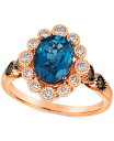 yz  @ fB[X O ANZT[ Deep Sea Blue Topaz (1-3/4 ct. t.w.) & Diamond (3/8 ct. t.w.) Halo Ring in 14k Rose Gold No Color