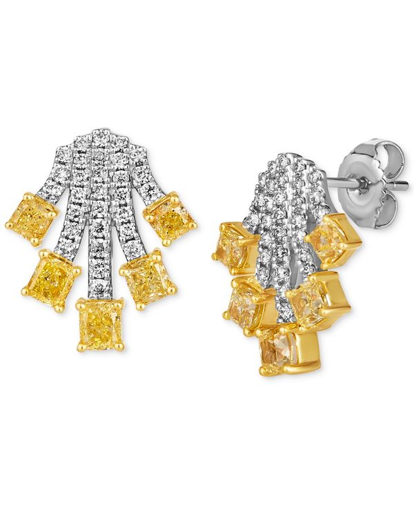 プラチナ 【送料無料】 ル ヴァン レディース ピアス・イヤリング アクセサリー Couture&reg; Sunny Yellow Diamond (1-3/4 ct. t.w.) & Vanilla Diamond (1/2 ct. t.w.) Fan Stud Earrings in 14k Gold & Platinum Platinum & 14K Yellow Gold