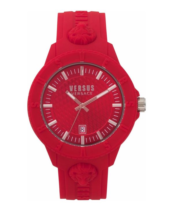 【送料無料】 ヴェルサス ヴェルサーチ メンズ 腕時計 アクセサリー Men's 3 Hand Date Quartz Tokyo Red Silicone Watch, 43mm Redのサムネイル