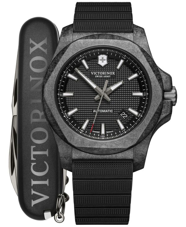 【送料無料】 ビクトリノックス メンズ 腕時計 アクセサリー Men's Automatic I.N.O.X. Carbon Black Rubber Strap Watch 43mm Gift Set Black