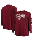 【送料無料】 チャンピオン メンズ Tシャツ トップス Men's Maroon Texas A&M Aggies Big and Tall 2-Hit Long Sleeve T-shirt Maroon