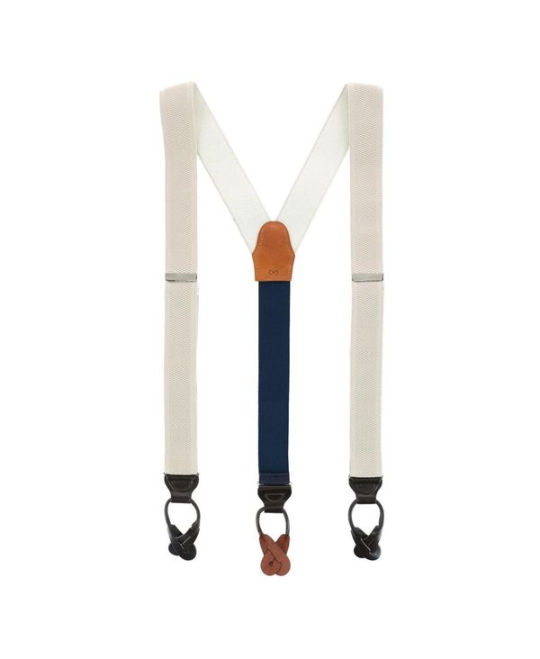     gt@K[ Y xg ANZT[ Big and Tall Classic Stretch Button End Suspenders Khaki