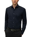  ヒューゴボス メンズ シャツ トップス BOSS Men's Easy-Iron Cotton-Blend Poplin Slim-Fit Dress Shirt Black