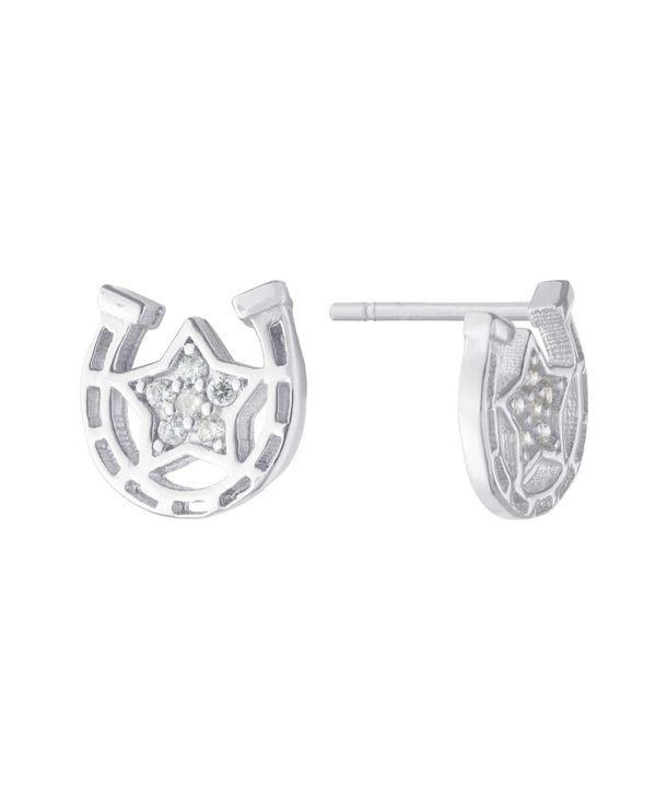 yz W[j xj[j fB[X sAXECO ANZT[ Cubic Zirconia (0.02 ct.t.w) Horseshoe Stud Earrings in Sterling Silver Sterling Silver