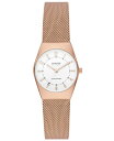 yz XJ[Q fB[X rv ANZT[ Women's Grenen Lille Solar-Powered Three Hand Rose Gold-Tone Stainless Steel Watch, 26mm Rose Gold