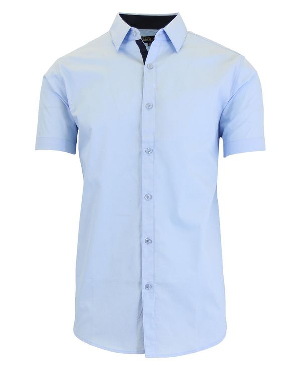 【送料無料】 ギャラクシーバイハルビック メンズ シャツ トップス Men 039 s Slim-Fit Short Sleeve Solid Dress Shirts Light Blue