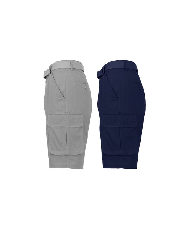ギャラクシーバイハルビック メンズ ボトムス ハーフパンツ・ショーツ ショートパンツ コットン Galaxy By Harvic Men's Flat Front Belted Cotton Cargo Shorts Pack of 2 Gray- Navy グレー