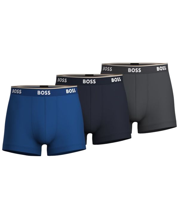 HUGO BOSS 【送料無料】 ボス メンズ ボクサーパンツ アンダーウェア Hugo Boss Men's 3-Pk. Solid Logo Waistband Trunks Blue