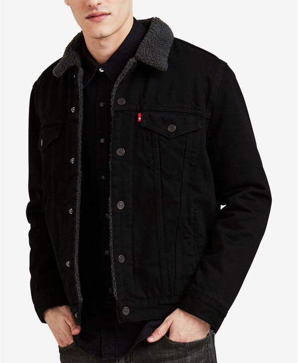 【送料無料】 リーバイス メンズ ジャケット ブルゾン アウター Men 039 s Regular Fit Sherpa Denim Trucker Jacket Duval