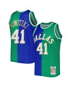 【送料無料】 ミッチェル ネス メンズ シャツ トップス Men 039 s Dirk Nowitzki Blue, Green Dallas Mavericks Hardwood Classics 1998-2019 Split Swingman Jersey Blue, Green