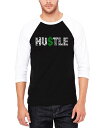 【送料無料】 エルエーポップアート メンズ Tシャツ トップス Men's Raglan Baseball Word Art Hustle T-shirt Black and White(4)