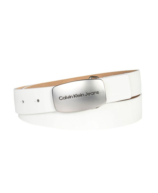 【送料無料】 カルバンクライン レディース デニムパンツ ジーンズ ボトムス Calvin Klein Women's Jeans Casual Plaque Buckle Belt White