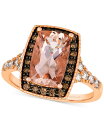 【送料無料】 ル ヴァン レディース リング アクセサリー Peach Morganite (2-1/3 ct. t.w.) & Diamond (3/8 ct. t.w.) Halo Statement Ring in 14k Rose Gold No Color