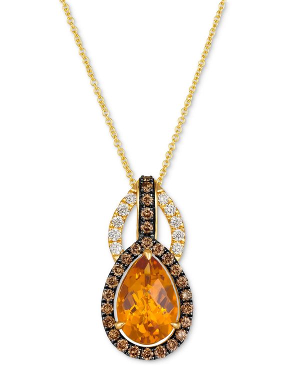 yz  @ fB[X lbNXE`[J[Ey_ggbv ANZT[ Cinnamon Citrine (2-3/4 ct. t.w.) & Diamond (5/8 ct. t.w.) Double Teardrop Pendant Necklace in 14k Gold, 18