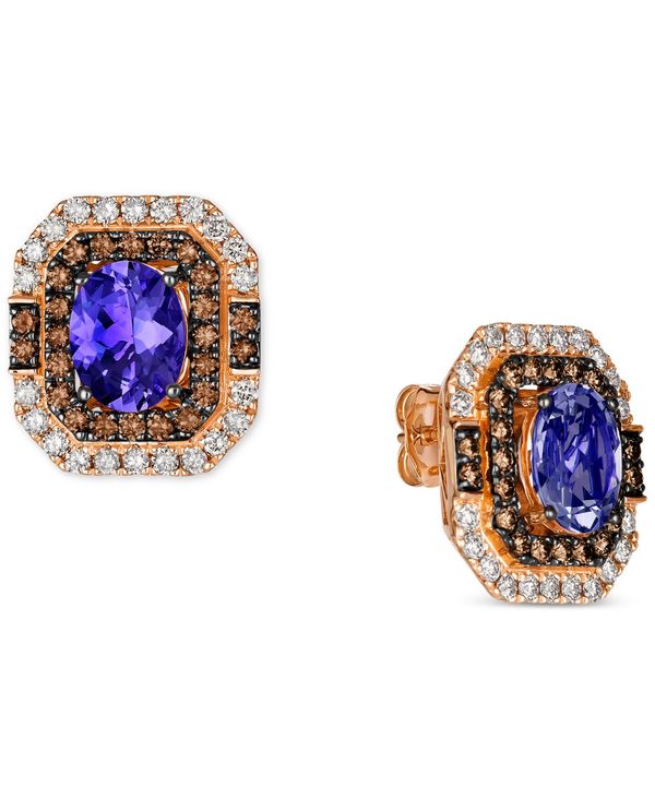 【送料無料】 ル ヴァン レディース ピアス・イヤリング アクセサリー Blueberry Tanzanite (3-3/8 ct. t.w.), Chocolate Diamonds (7/8 ct. t.w.) & Nude Diamonds (3/4 ct. t.w.) Earrings in 14k Rose Gold No Color