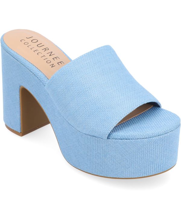 【送料無料】 ジュルネ コレクション レディース サンダル シューズ Women's Enyya Canvas Platform Sandals Blue