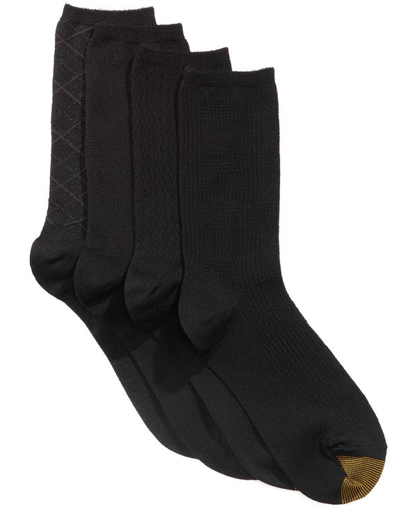 yz S[hgD fB[X C A_[EFA Women's 4-Pack Casual Textured Crew Socks Black