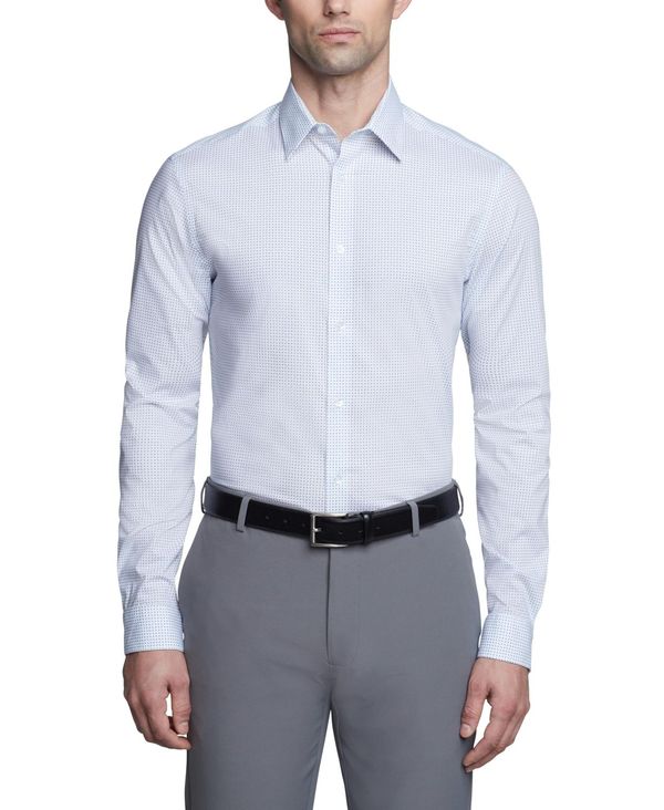 カルバン・クライン 【送料無料】 カルバンクライン メンズ シャツ トップス Men's Steel Plus Slim Fit Stretch Wrinkle Free Dress Shirt Blue