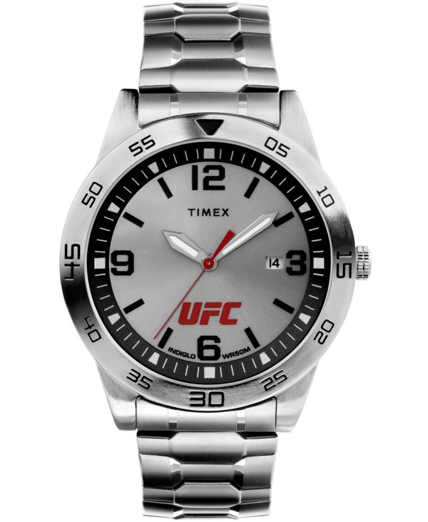 【送料無料】 タイメックス メンズ 腕時計 アクセサリー UFC Men's Quartz Legend Stainless Steel Silver-Tone Watch, 42mm Silver-Tone