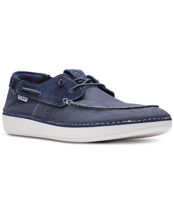 【送料無料】 クラークス メンズ スリッポン・ローファー シューズ Men's Higley Tie Slip-On Canvas Boat Shoes Navy