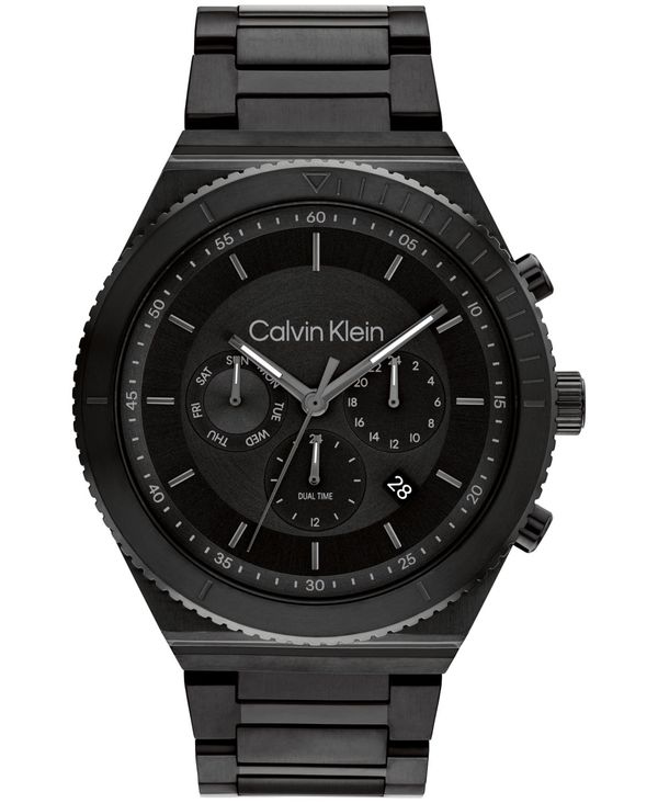 カルバンクライン 腕時計（メンズ） 【送料無料】 カルバンクライン メンズ 腕時計 アクセサリー Men's Black-Tone Stainless Steel Bracelet Watch 44.5mm Black