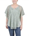 【送料無料】 ニューヨークコレクション レディース シャツ トップス Petite Lace Poncho Top with Matching Tank Frosty Green