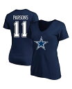 【送料無料】 ファナティクス レディース Tシャツ トップス Women's Branded Micah Parsons Navy Dallas Cowboys Plus Size Player Name and Number V-Neck T-shirt Navy
