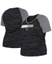 【送料無料】 ニューエラ レディース Tシャツ トップス Women's Black Chicago White Sox Plus Size Space Dye Raglan V-Neck T-shirt Black