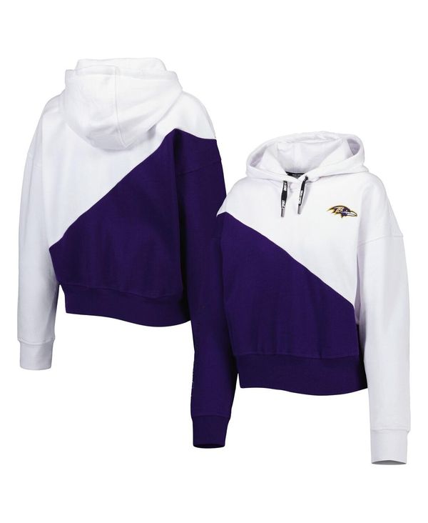  ダナ キャラン ニューヨーク レディース パーカー・スウェット フーディー アウター Women's White, Purple Baltimore Ravens Bobbi Color Blocked Pullover Hoodie White, Purple