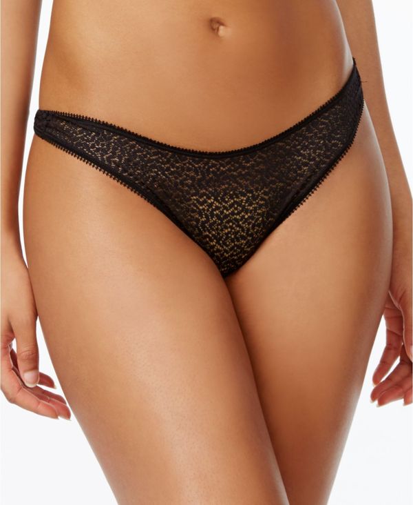 ダナ・キャラン 【送料無料】 ダナ キャラン ニューヨーク レディース パンツ アンダーウェア Modern Lace Satin-Trim Thong Underwear DK5013 Black