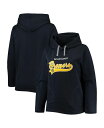 yz \tg AY A O[v fB[X p[J[EXEFbg t[fB[ AE^[ Women's Navy Milwaukee Brewers Plus Size Side Split Pullover Hoodie Navy