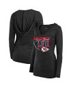 yz }WFXeBbN fB[X TVc gbvX Women's Threads Black Kansas City Chiefs Super Bowl LVII High Tide Tri-Blend V-Neck Long Sleeve Hoodie T-shirt Black