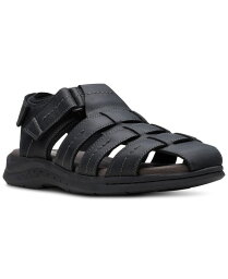 【送料無料】 クラークス メンズ サンダル シューズ Men's Walkford Fish Tumbled Leather Sandals Black Tumbled