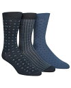 【送料無料】 カルバンクライン メンズ 靴下 アンダーウェア Men's 3-Pk. Patterned Crew Socks Navy