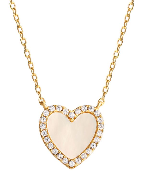 yz W[j xj[j fB[X lbNXE`[J[Ey_ggbv ANZT[ Mother of Pearl & Cubic Zirconia Heart Halo Pendant Necklace in 18k Gold-Plated Sterling Silver, 16