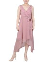 【送料無料】 ニューヨークコレクション レディース ワンピース トップス Petite Sleeveless Wrap Chiffon Dress Blush Black Dot(4)